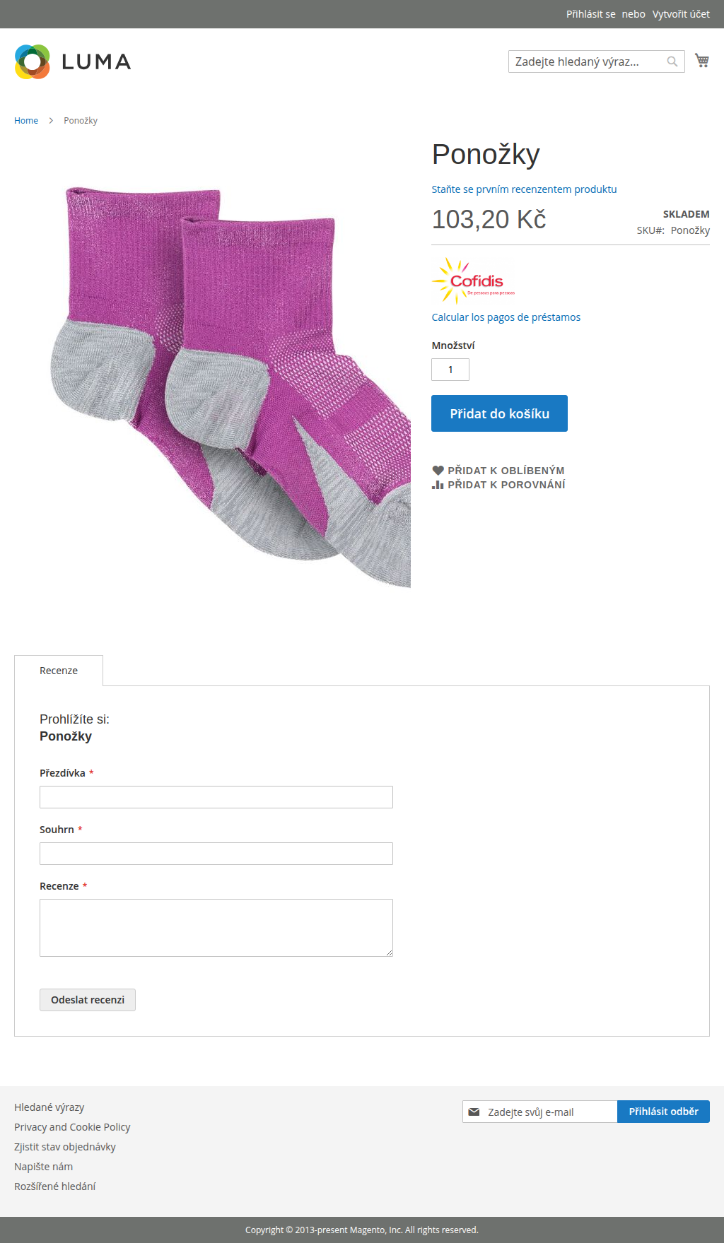 Splátková kalkulačka na stránce produktu