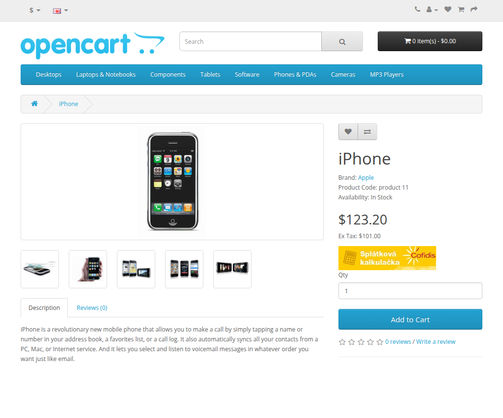 Installment calculator on the product page