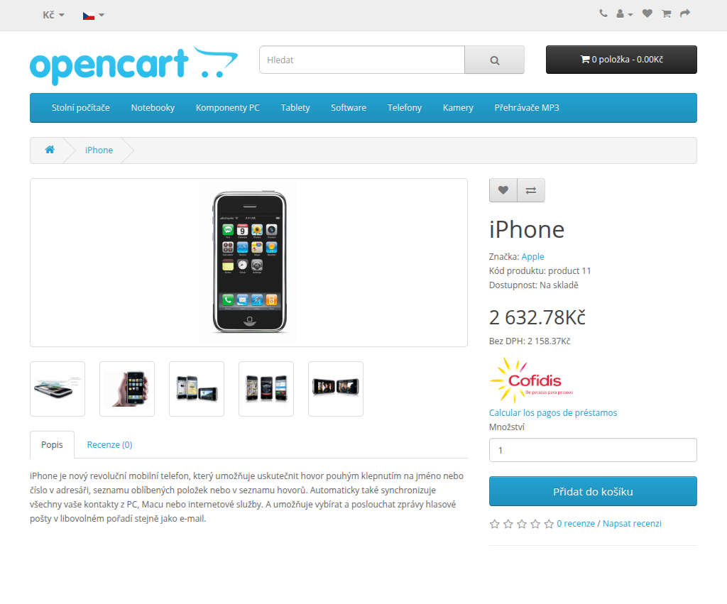 Splátková kalkulačka na stránce produktu