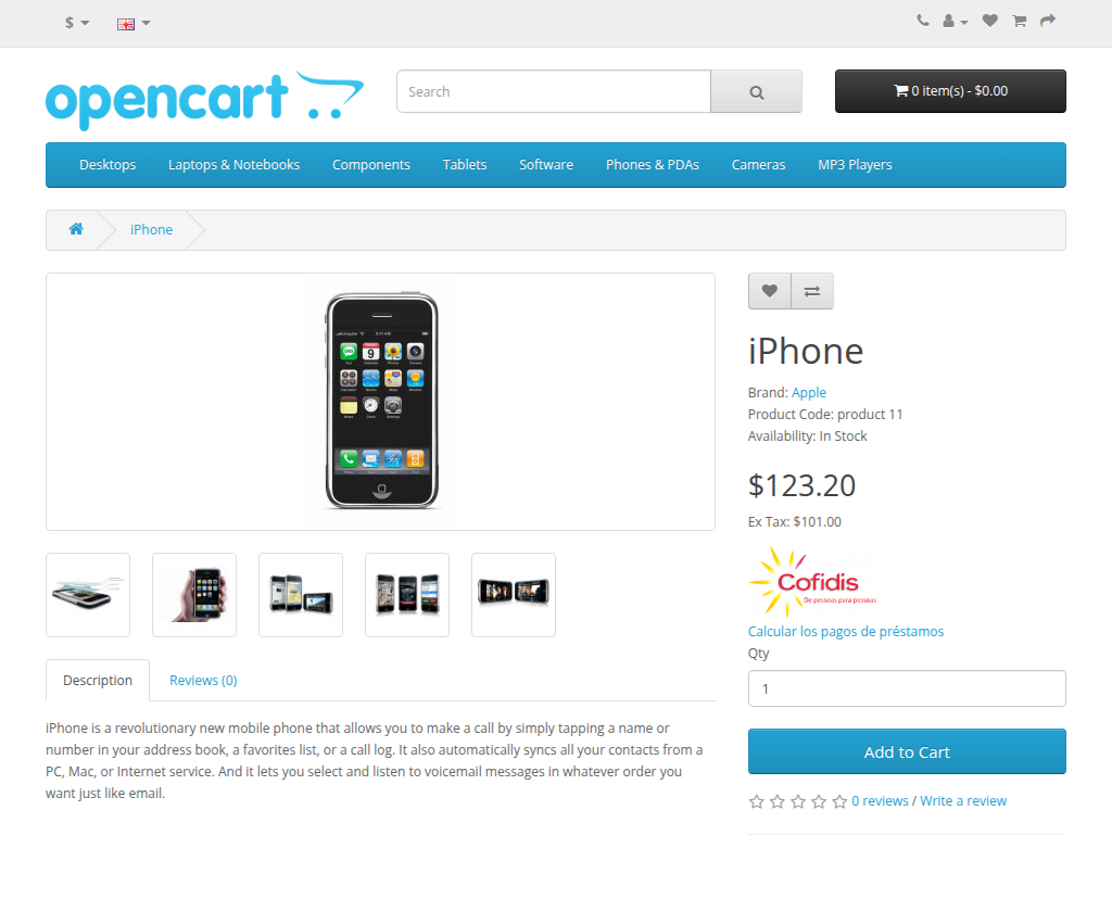Installment calculator on the product page