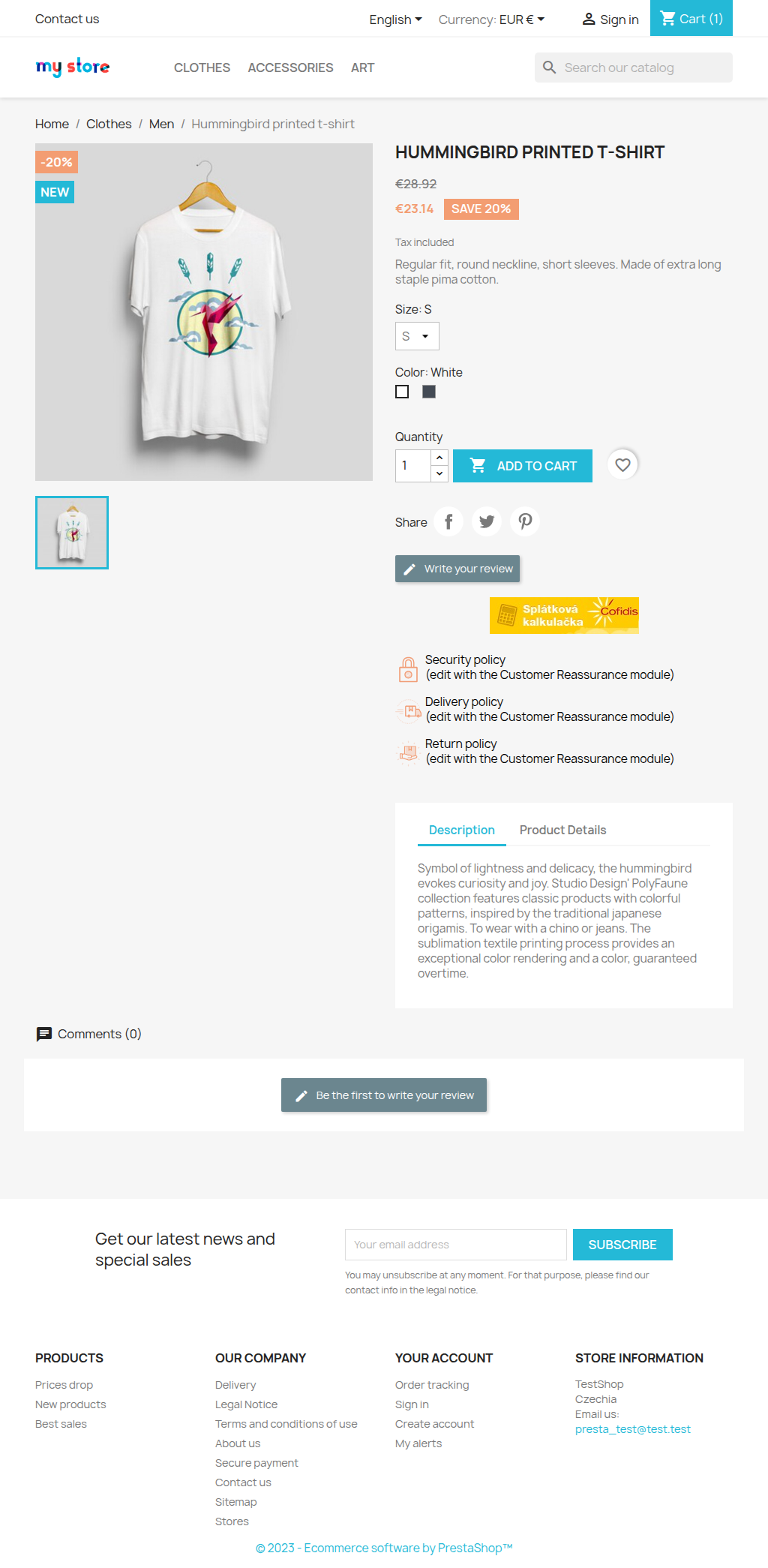 Installment calculator on the product page