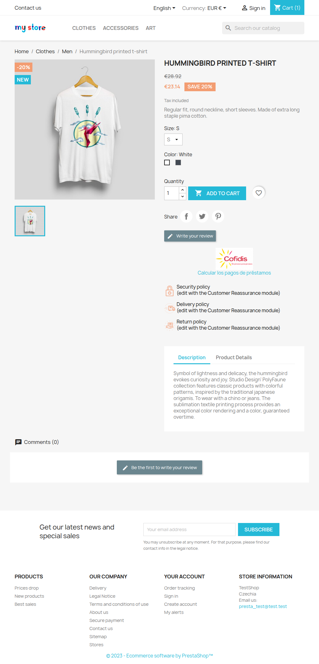 Installment calculator on the product page