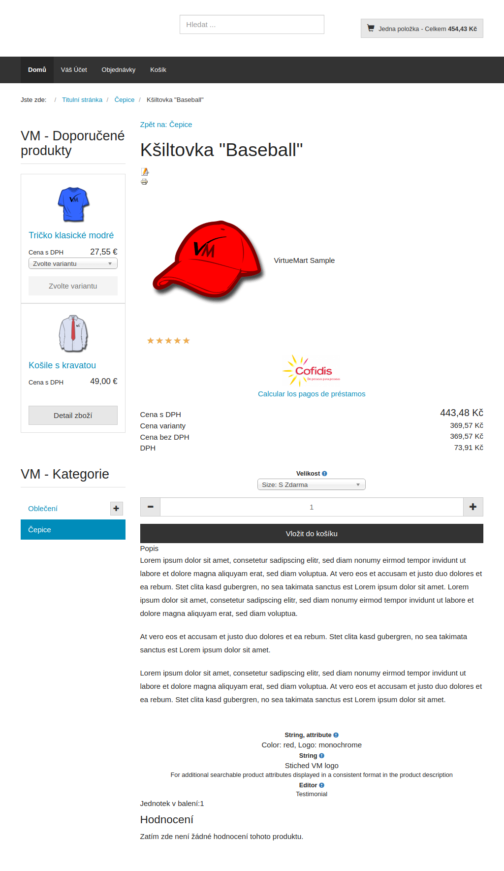 Splátková kalkulačka na stránce produktu