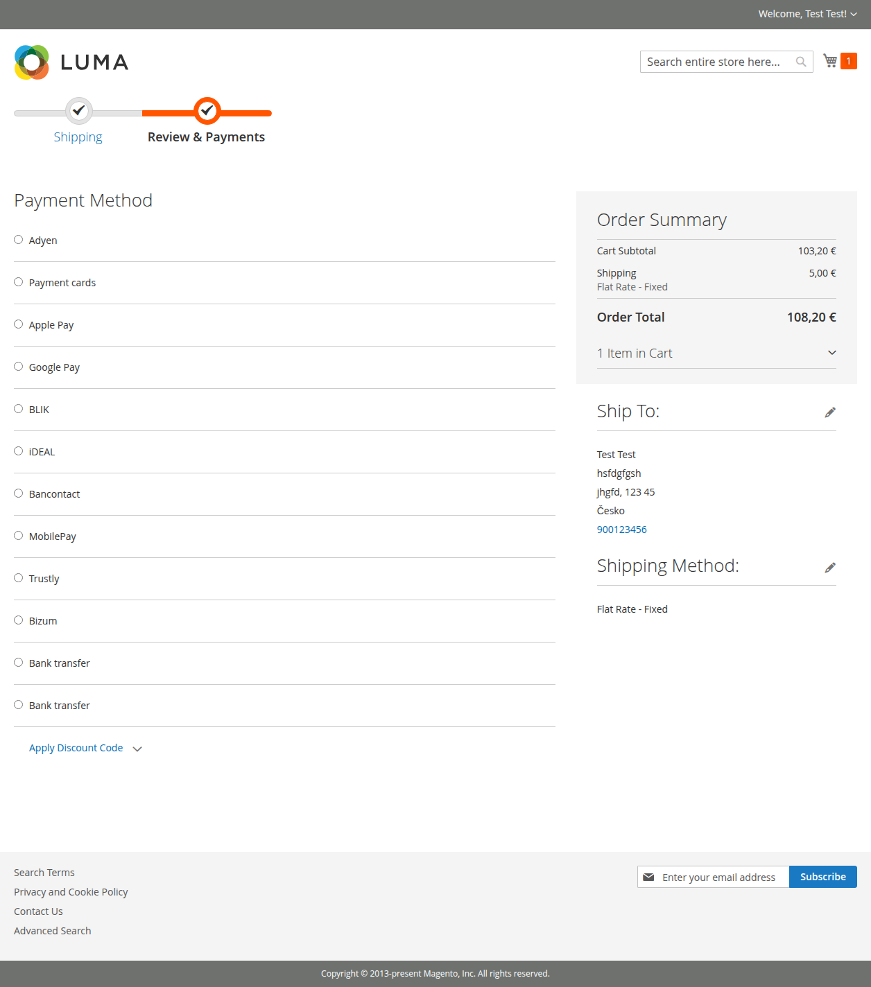 Payment method selection