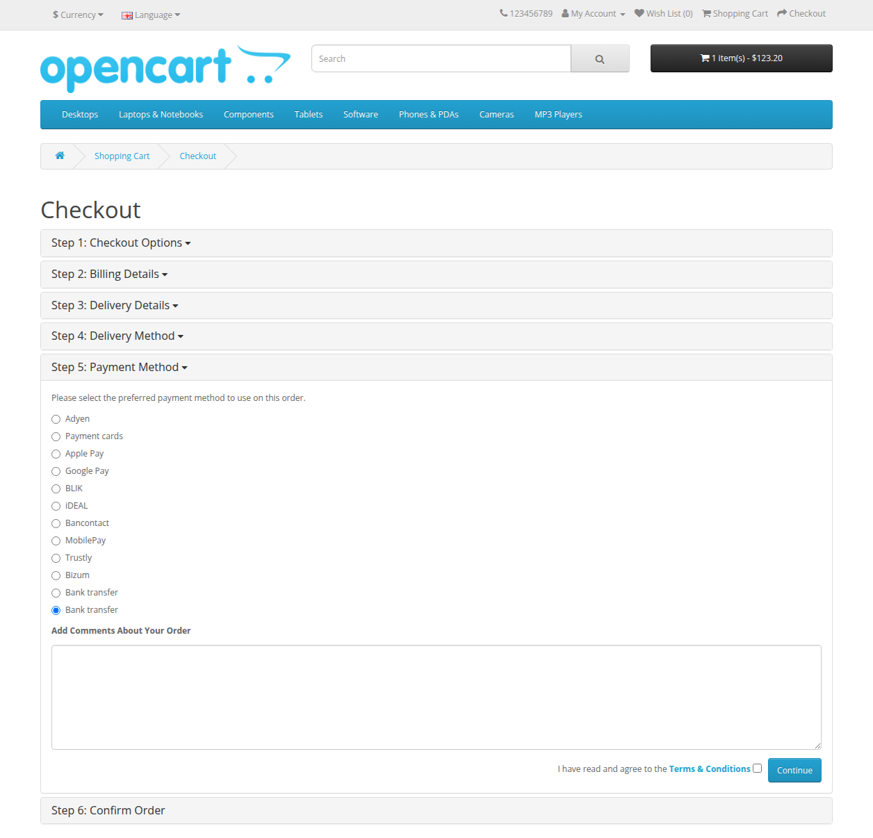 Payment method selection