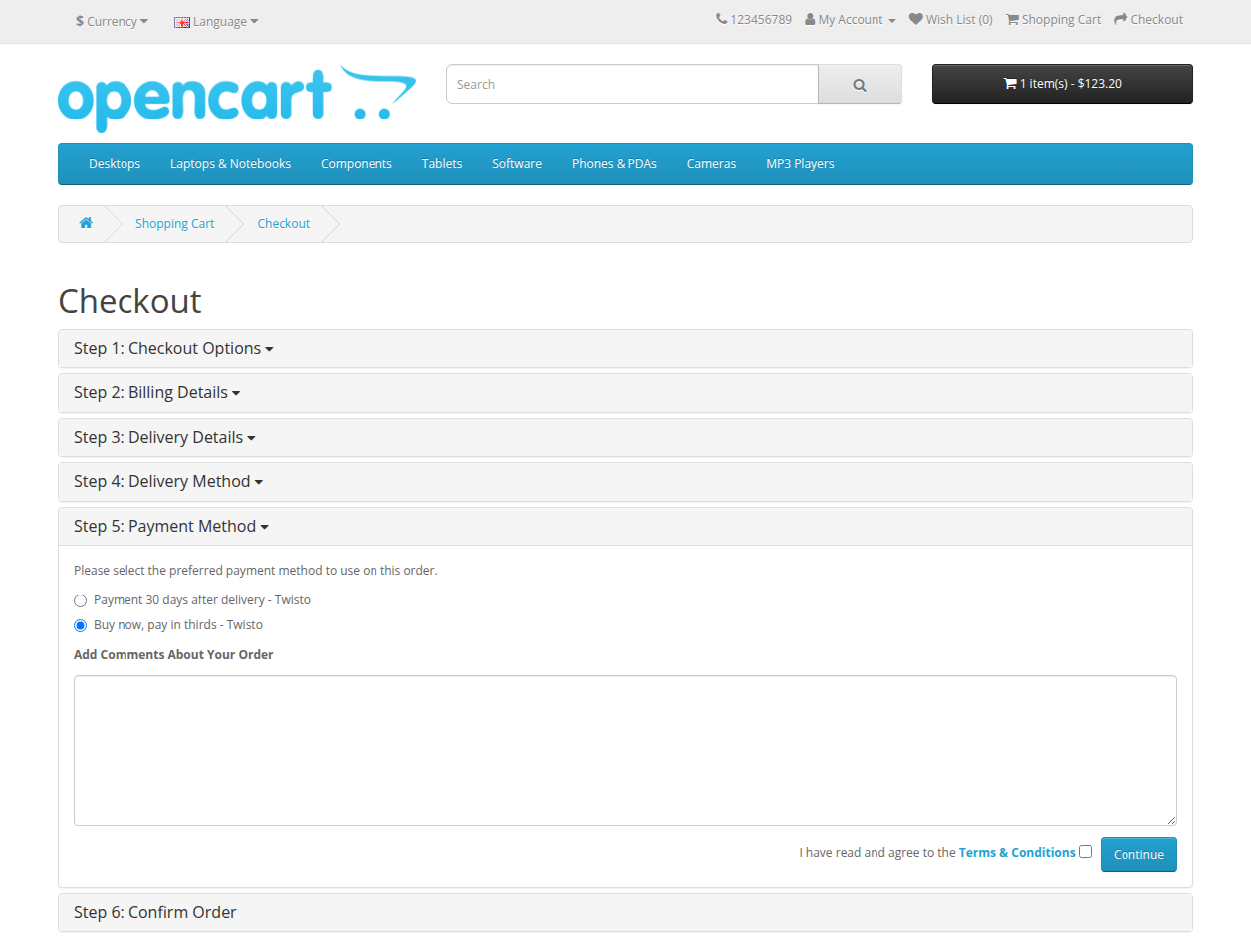 Payment method selection