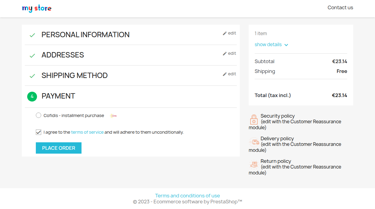 Payment method selection