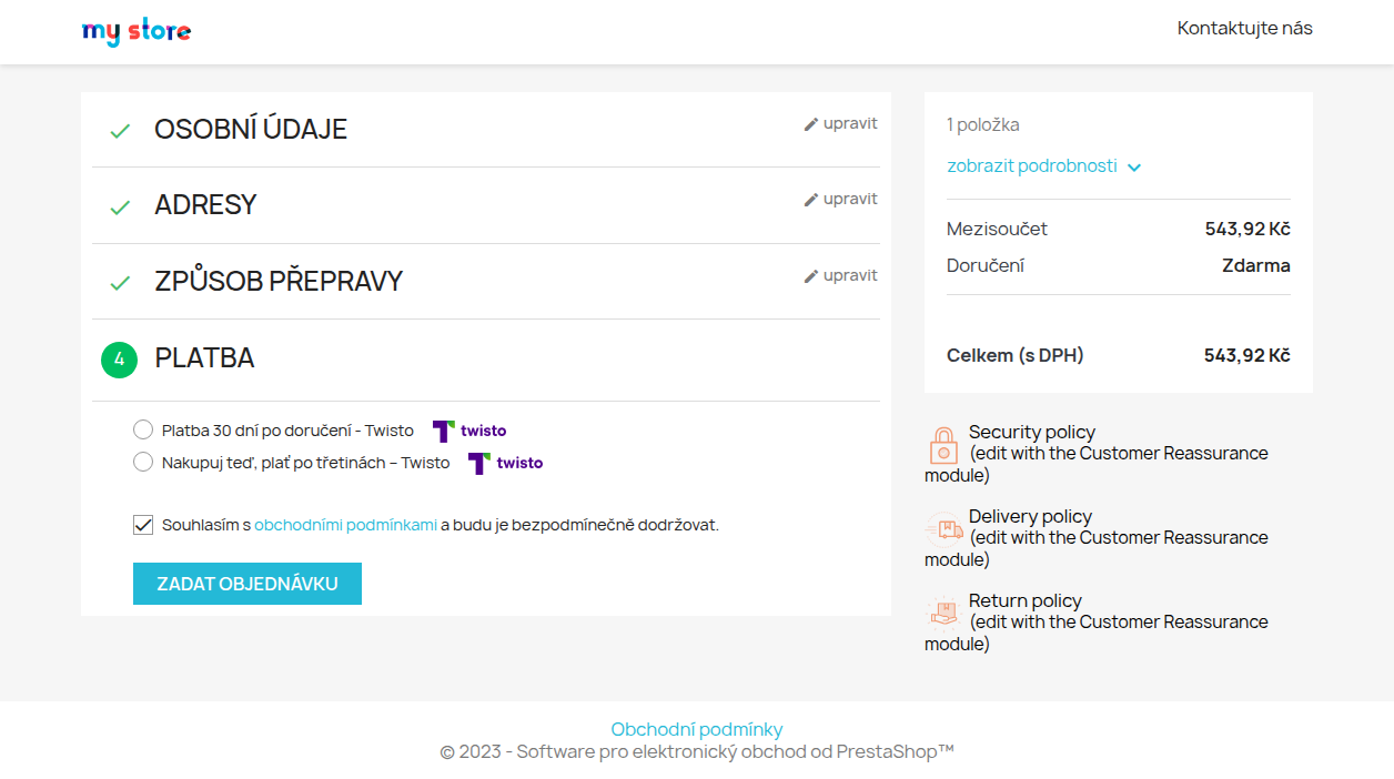 Výběr platební metody
