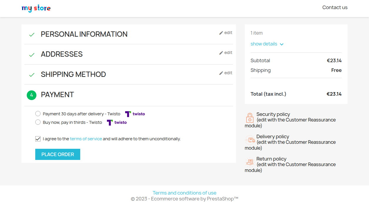 Payment method selection